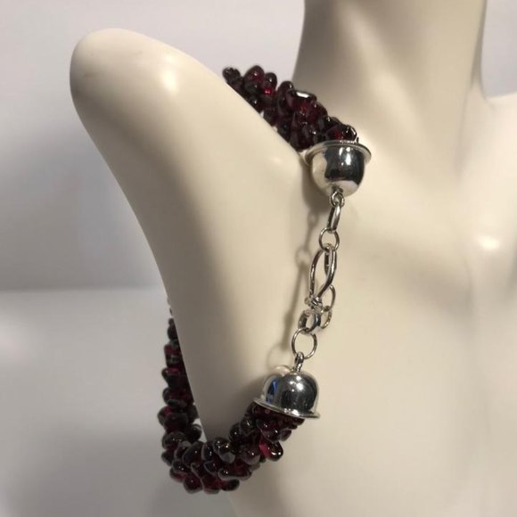 Garnet Beaded Bracelet & 925 Closure - Picture 4 of 8